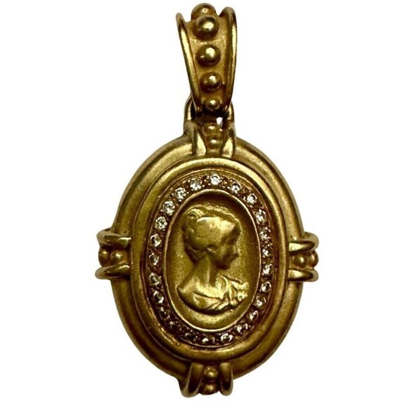 VAHE NALTCHAYAN 24.3 grams of 18 KT Gold & .72ktw Genuine Diamonds Cameo Pendant - Picture 1 of 7